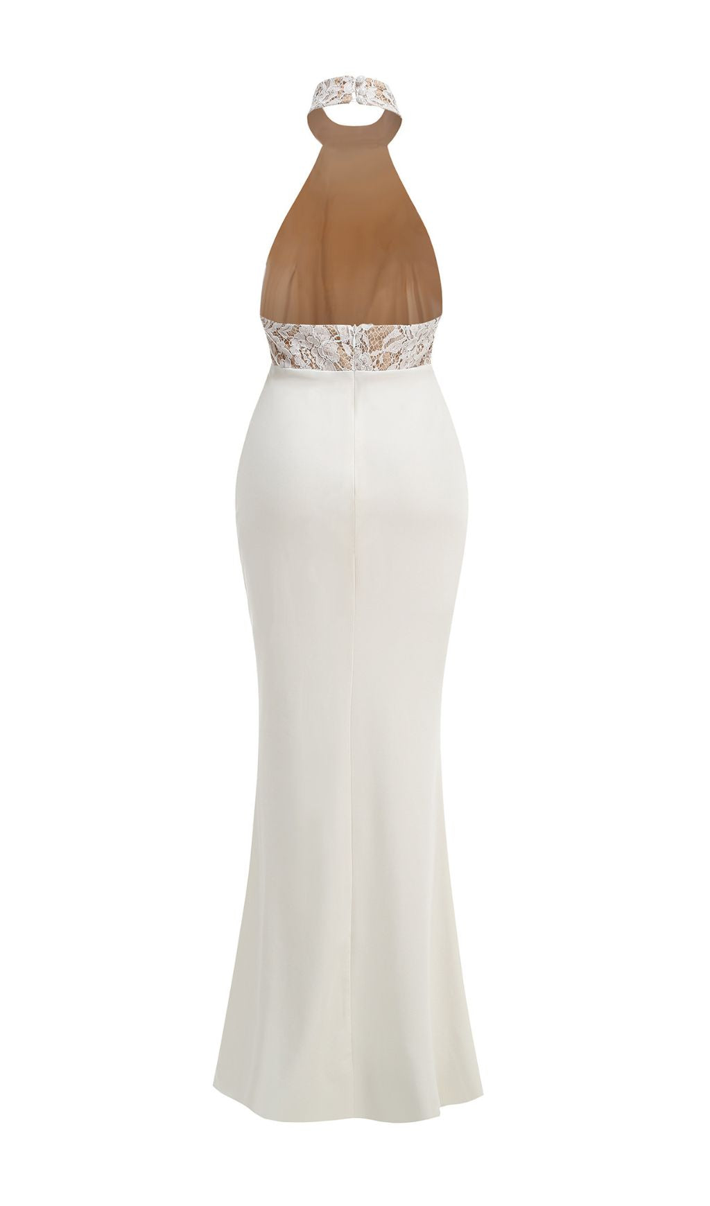 Halina White Halter Lace Maxi Dress Flowering Girl