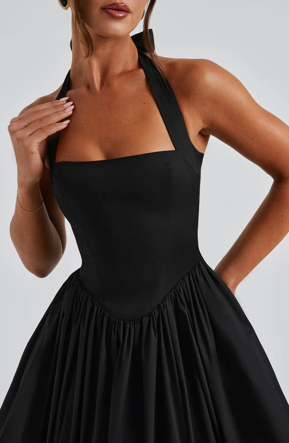 Cressida Midi Dress - Black Flowering Girl