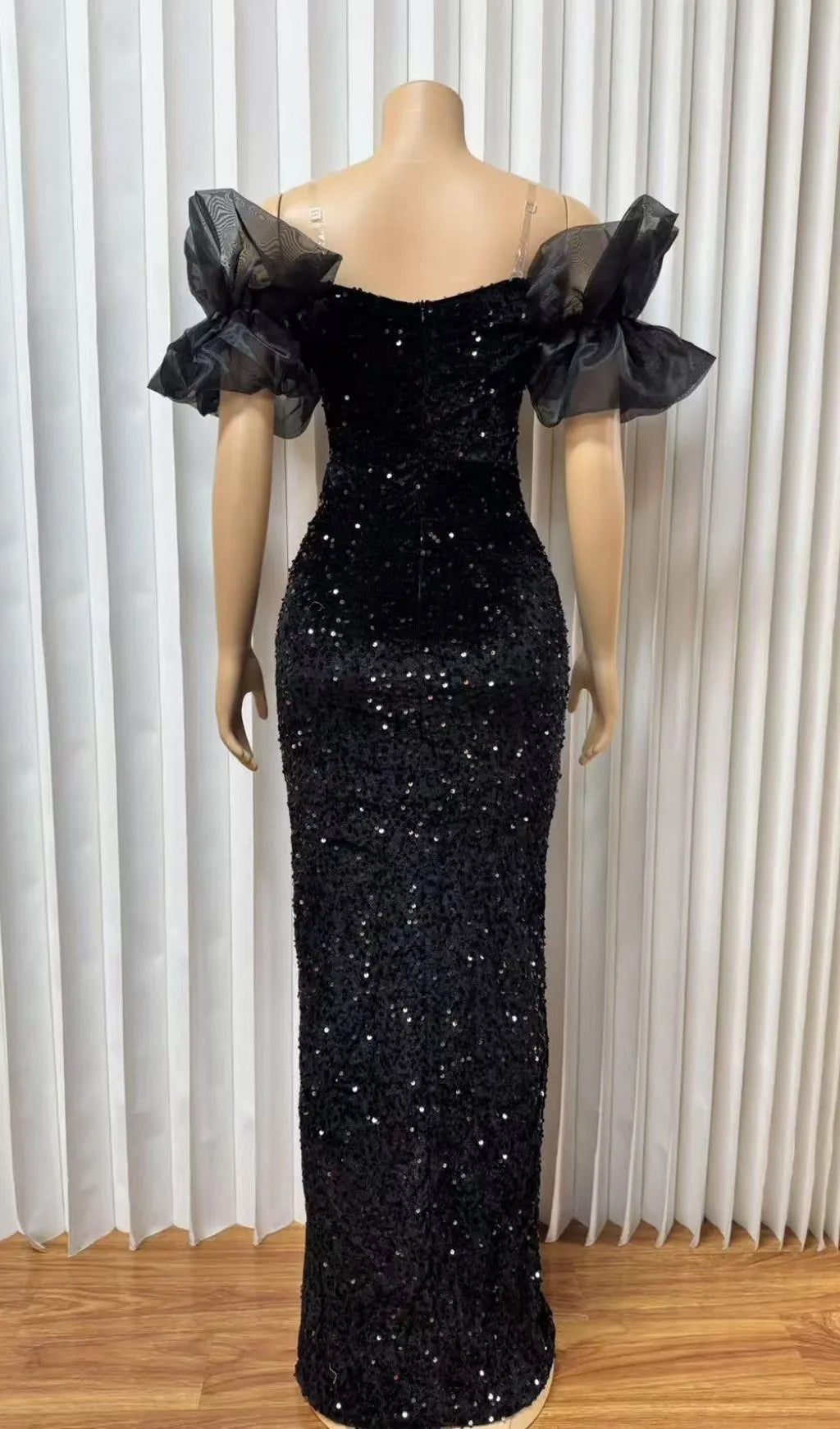 Dolores Extravagant Puff-Sleeve Sequin Cocktail Maxi Dress Flowering Girl