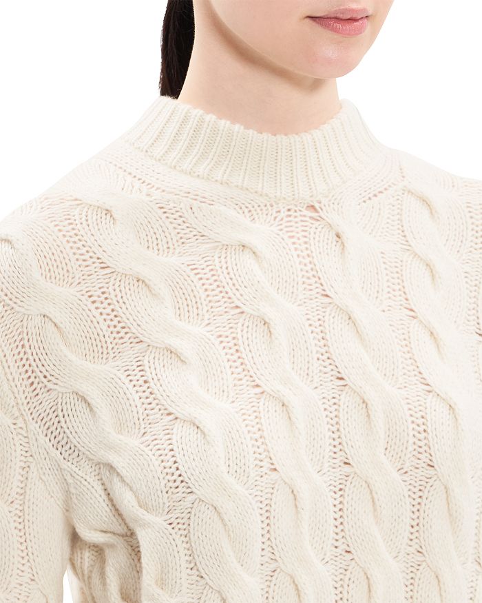 WOOL & CASHMERE CABLE KNIT MOCK NECK SWEATER Flowering Girl