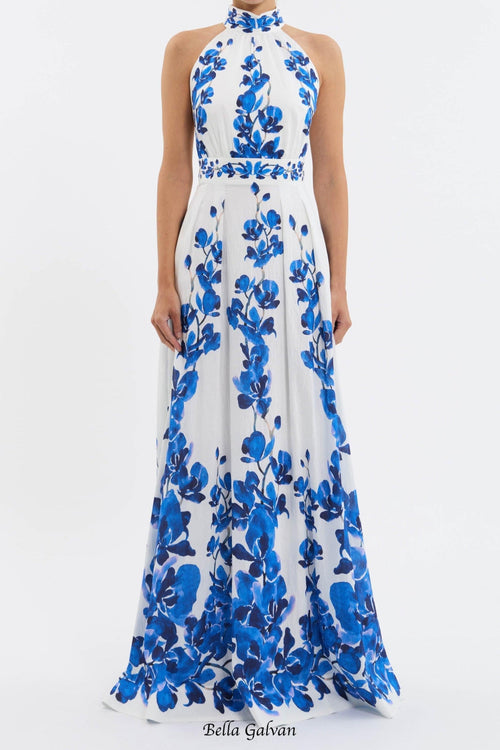 ashley orchid print maxi dress in white Flowering Girl