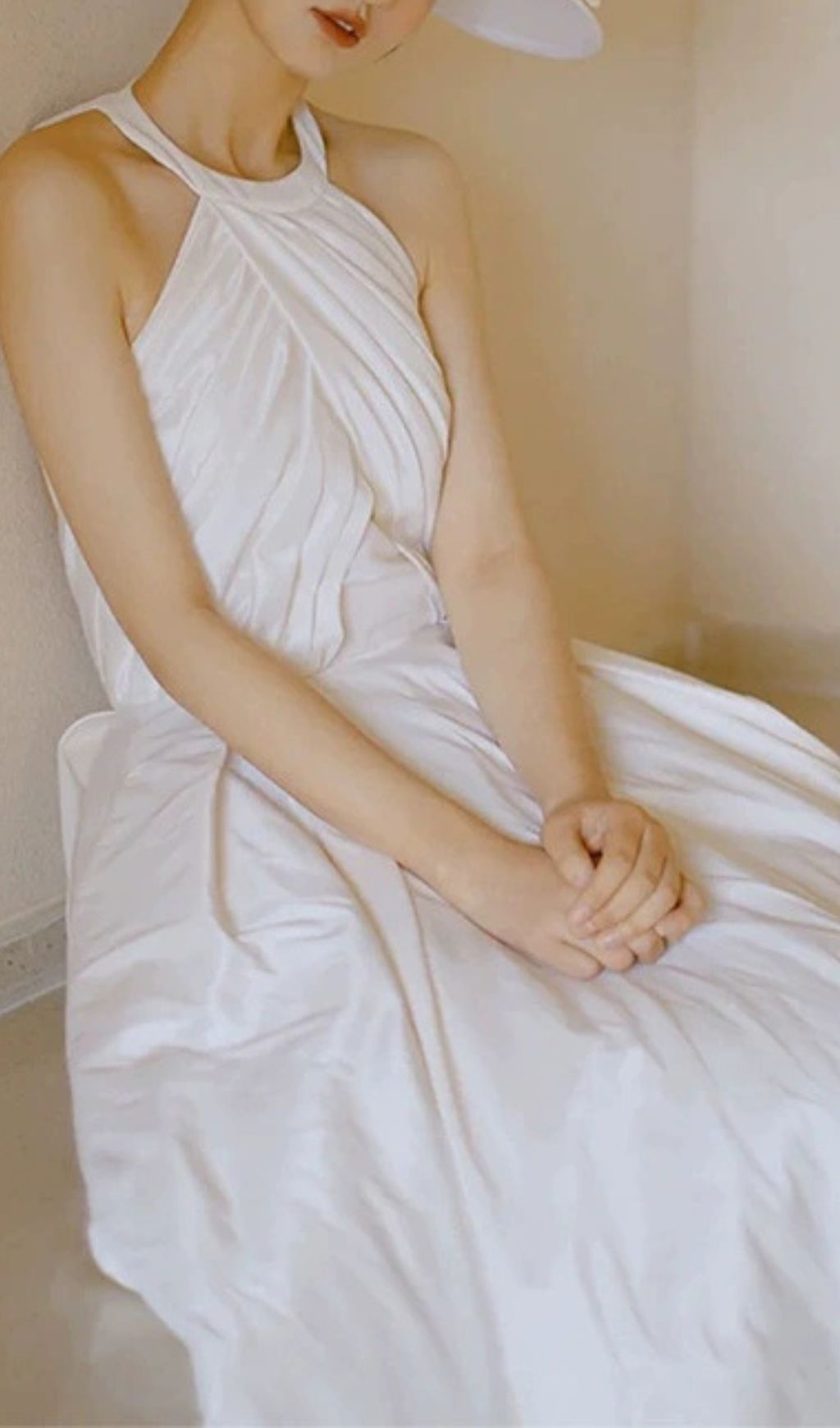 Jalia White Halter Backless Wedding Dress Flowering Girl