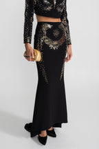 Rosalind Embellished Co-Ord Set with Silver and Gold Sequin Detailing - Black Flowering Girl