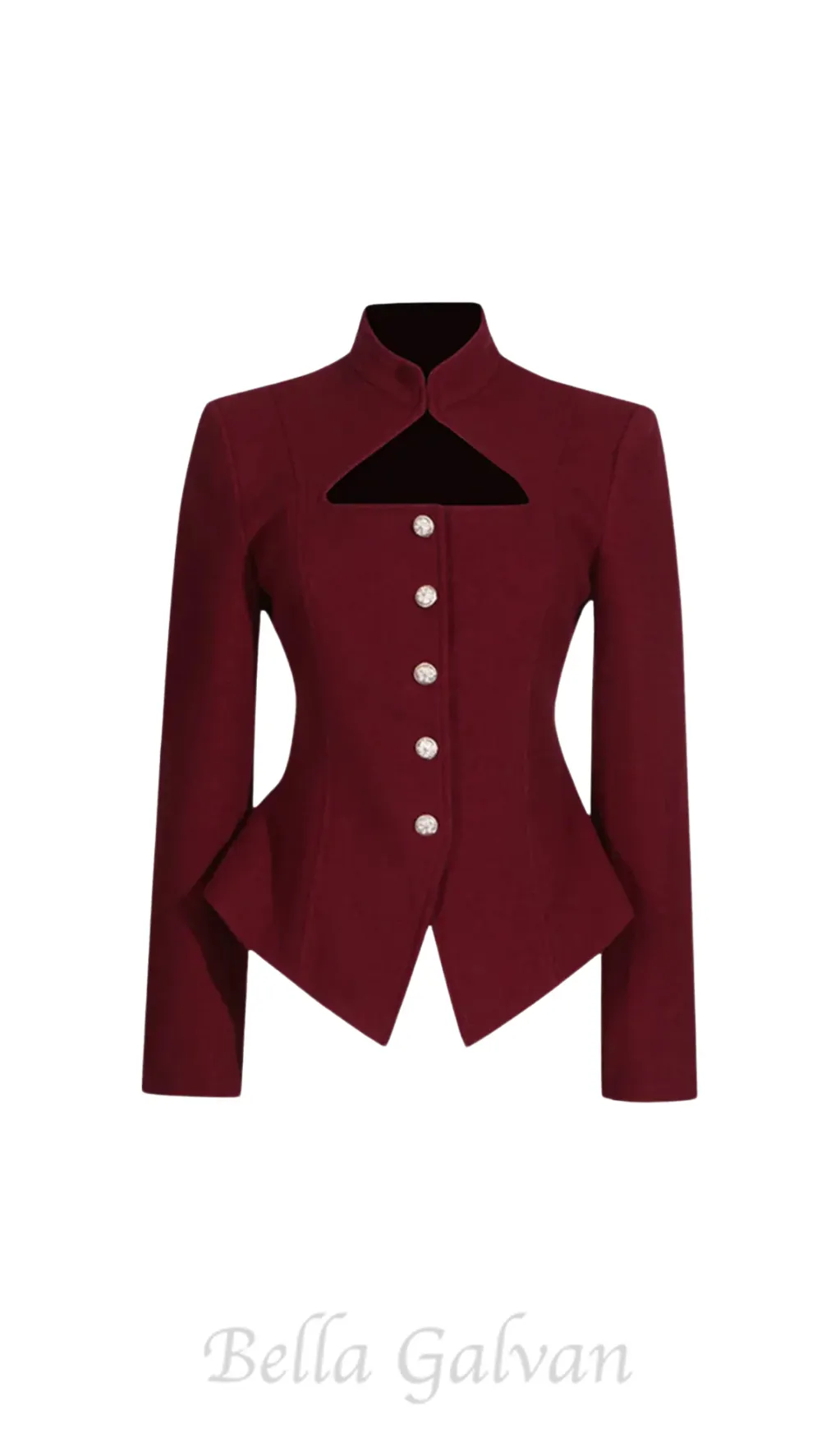 Aymee Cutout Button Blazer in burgundy Flowering Girl