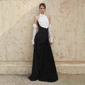 Jenny Halter-Neck 3d Flower Embroidery Backless Maxi Dress - Black Flowering Girl