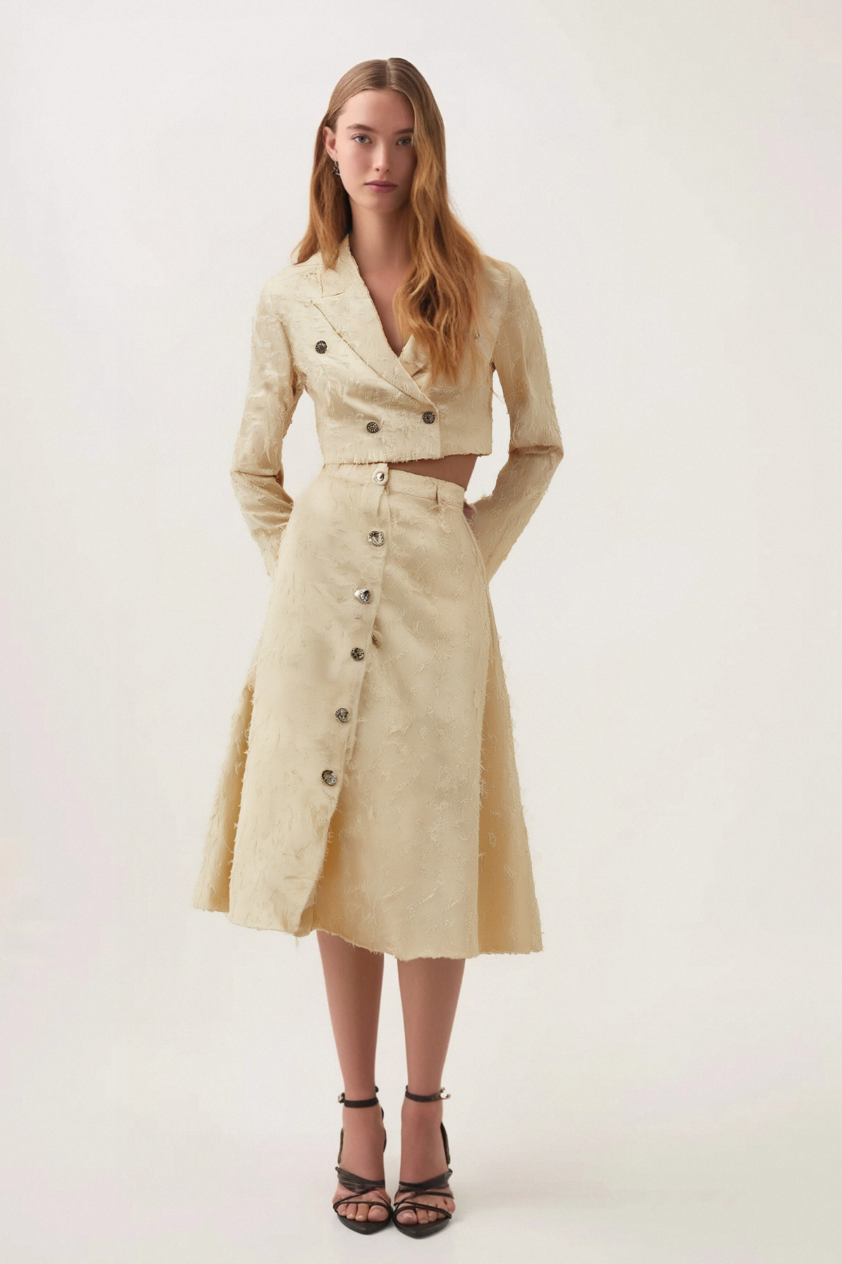Karine White Fringed Jacket & Skirt Matching Set Flowering Girl