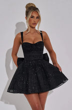Jacqueline Mini Dress - Black Sparkle Flowering Girl