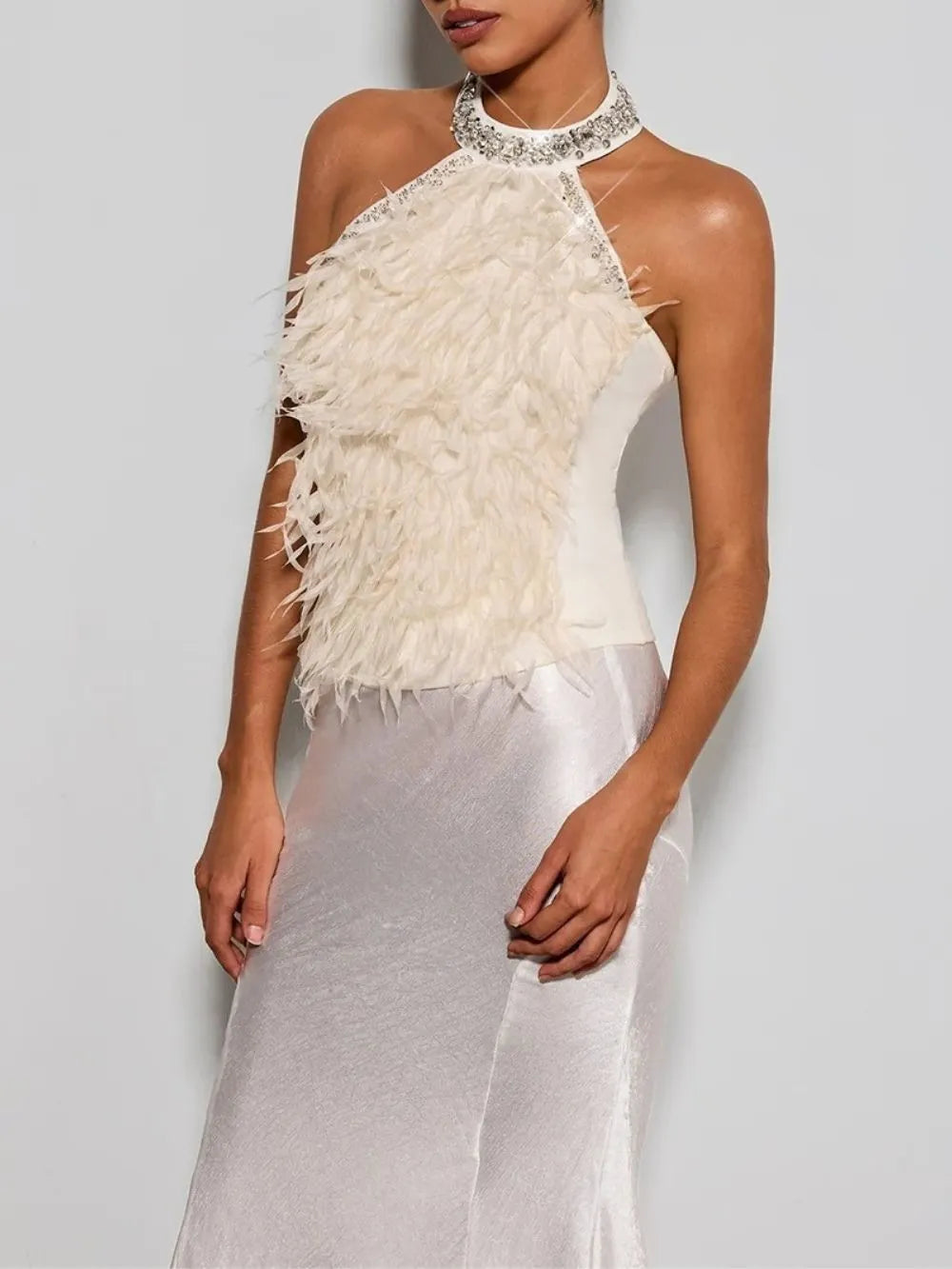 Erzsebet Halterneck Rhinestone Fringe Top Flowering Girl