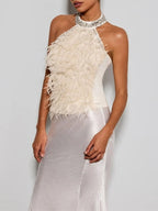 Erzsebet Halterneck Rhinestone Fringe Top Flowering Girl