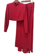 Malaysia Red Pleated Two-Piece Set Flowering Girl
