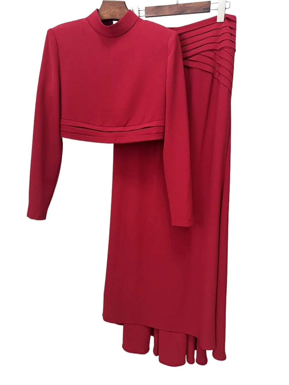 Malaysia Red Pleated Two-Piece Set Flowering Girl