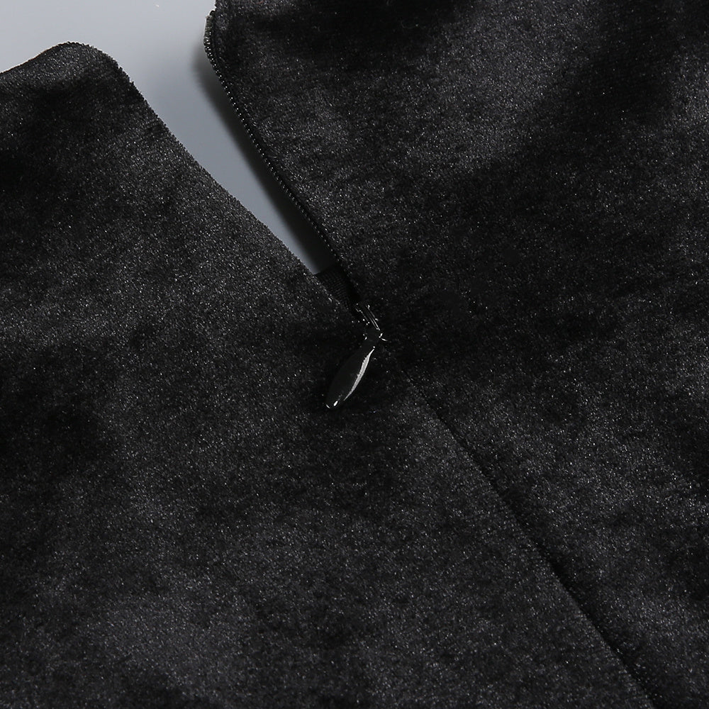 Victoria Bow Cascade Velvet Maxi Dress In Black Flowering Girl