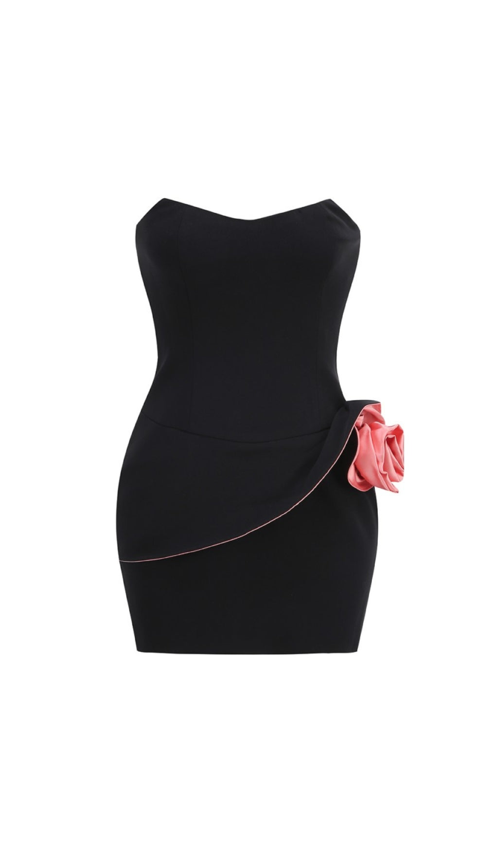 Brynlee Black Strapless Flower Mini Dress Flowering Girl