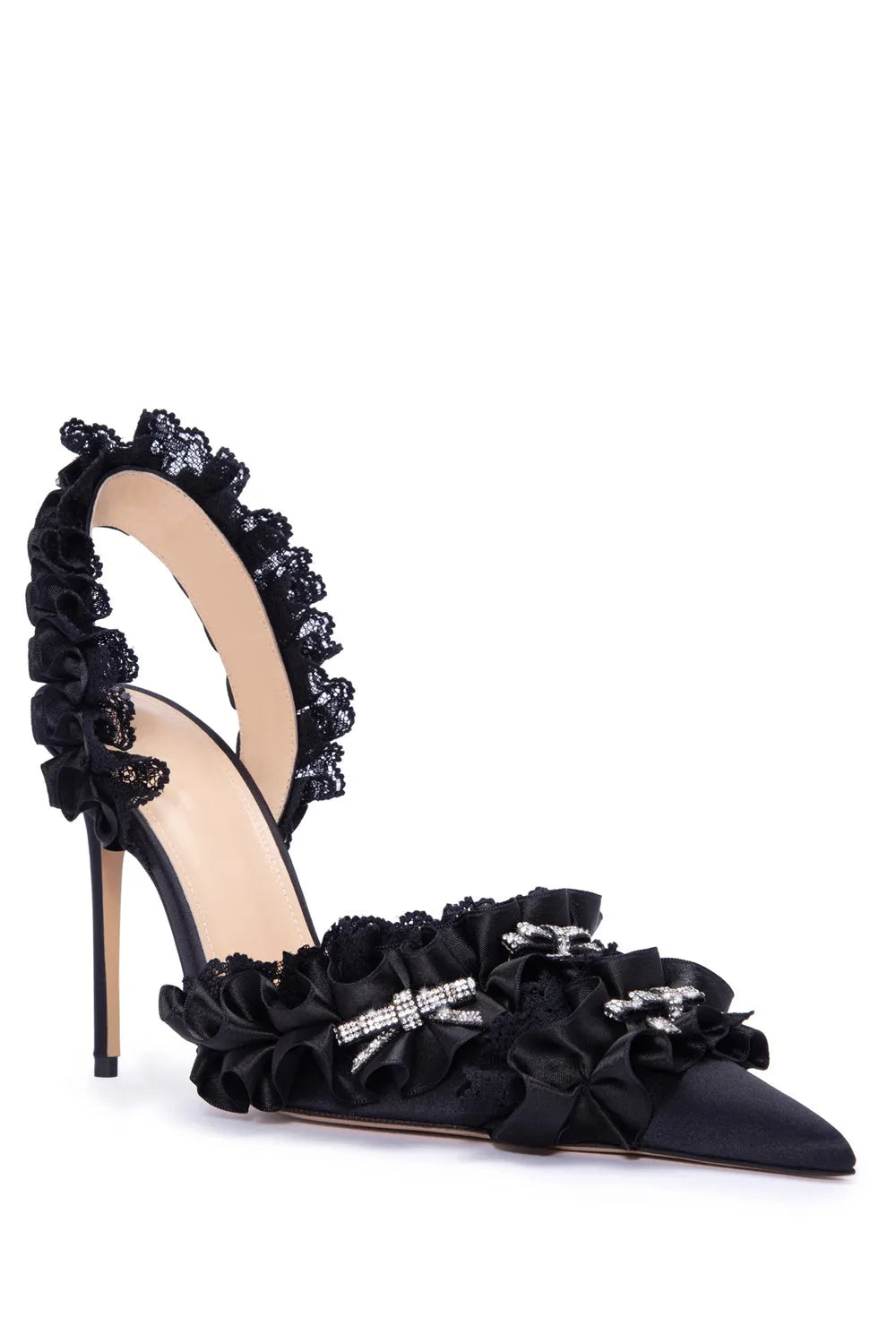 Avah Bow-embellished Slingback Pumps - Black Flowering Girl