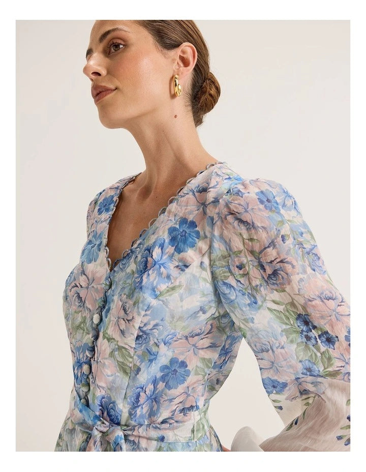 Chelsea Floral print Mini Dress in Ivory Flowering Girl