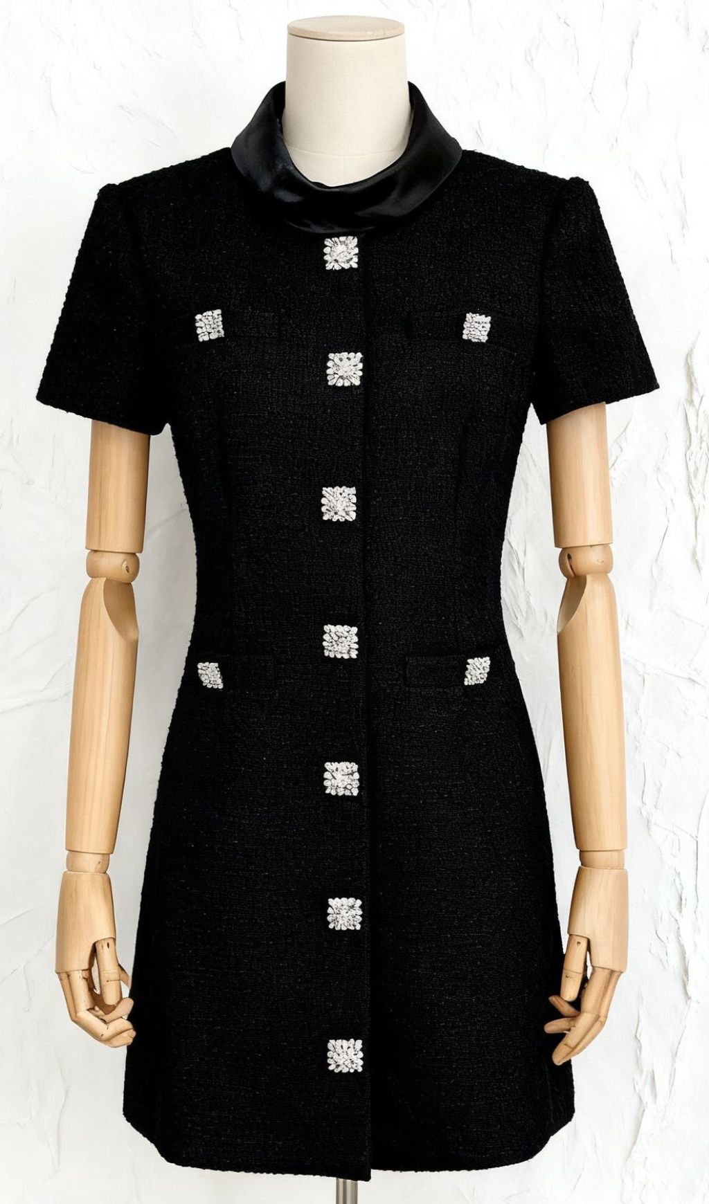 Ildri Black Button Mini Dress Flowering Girl