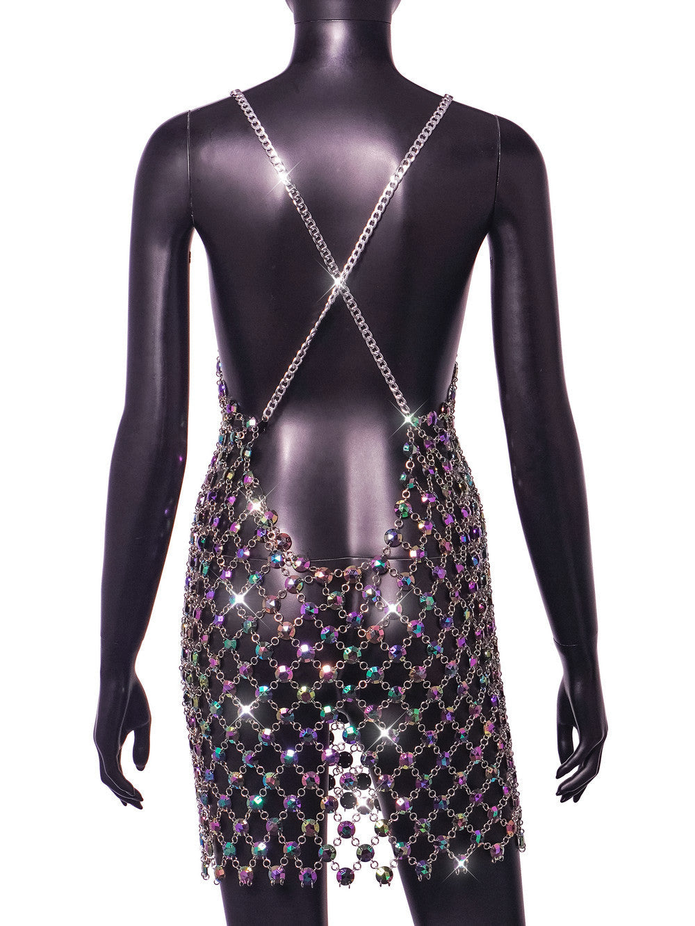 Rhinestone Hollow Body Chain Dress Flowering Girl