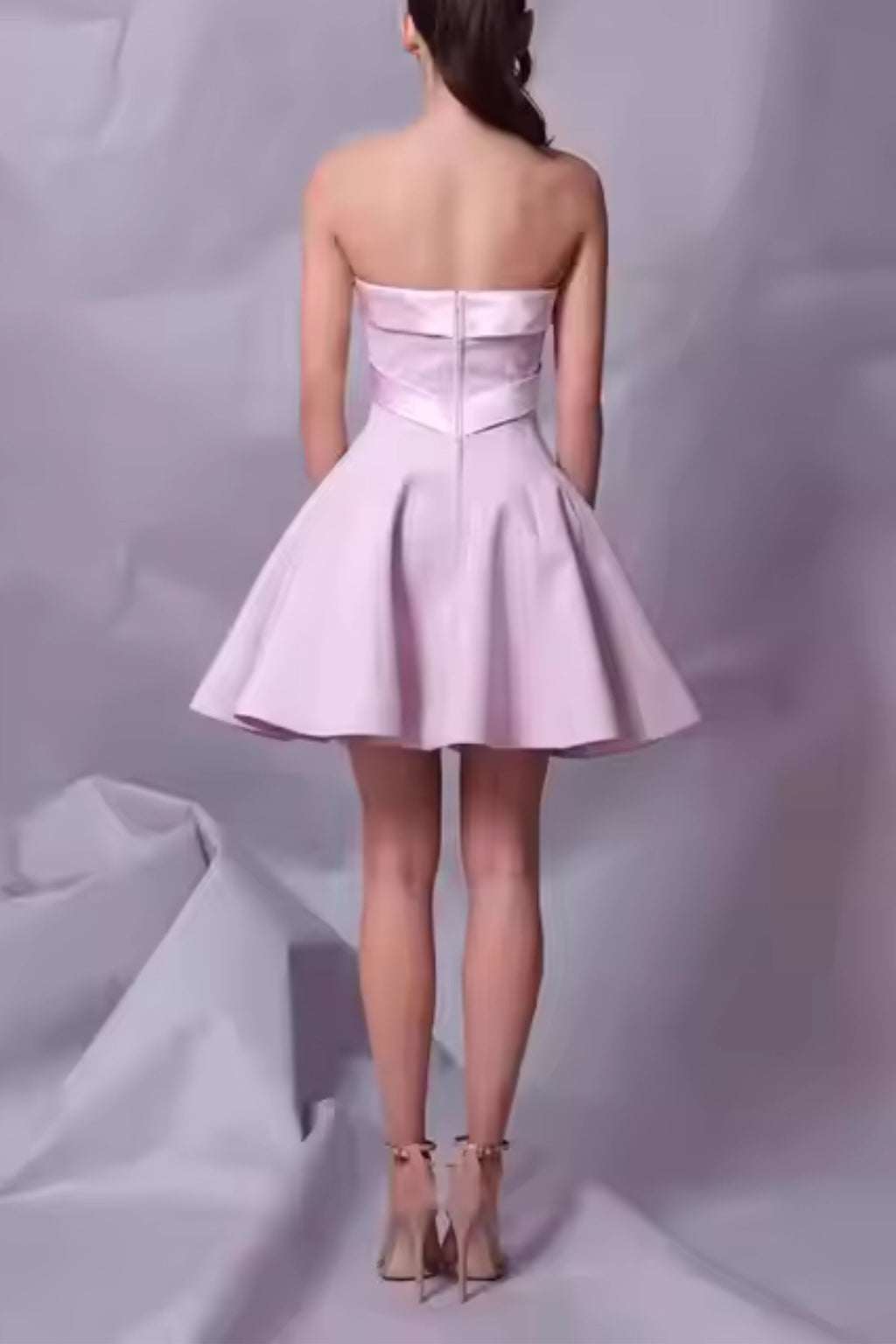 Bow Strapless Mini Dress In Pink Flowering Girl