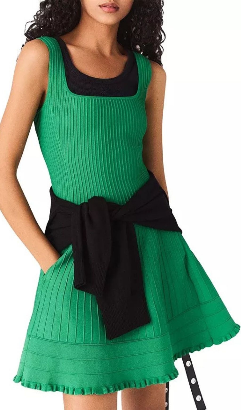 Green Short Knit Dress Flowering Girl