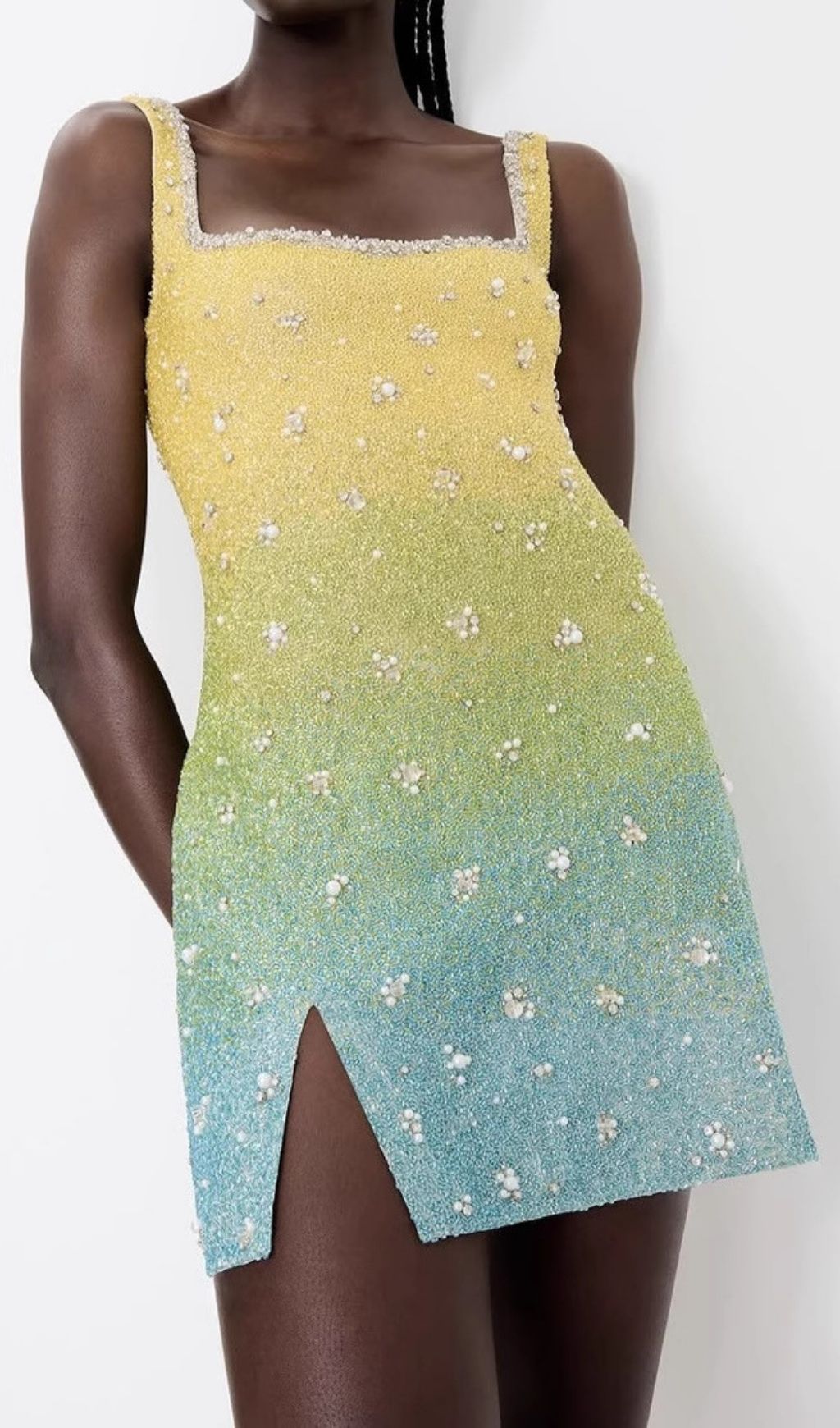 Karly Strappy Beaded Mini Dress Flowering Girl