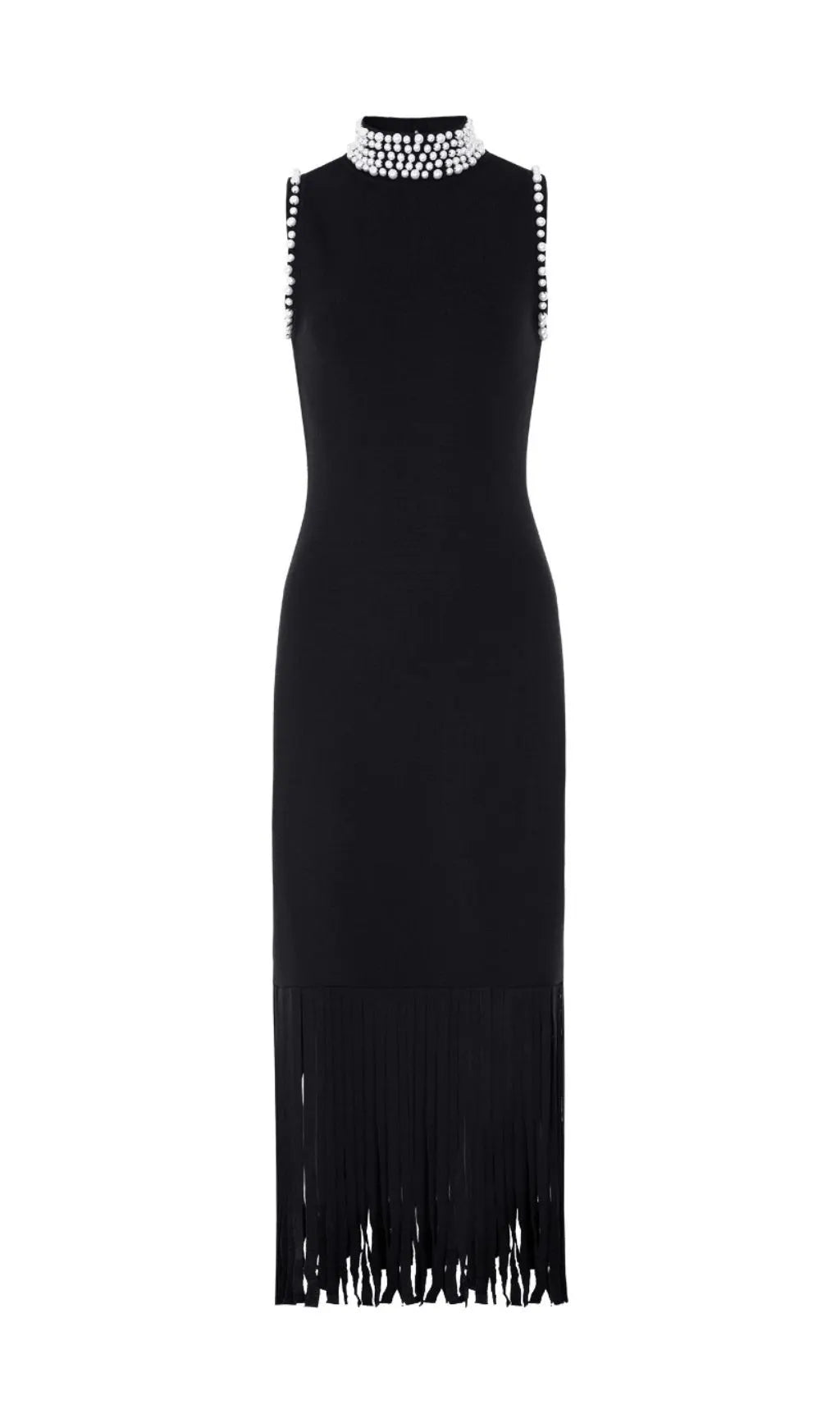 Junko Sleeveless Pearl Tassel Knit Maxi Dress Flowering Girl