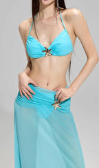 Deidra Blue Starfish Three-Piece Swimsuit Flowering Girl