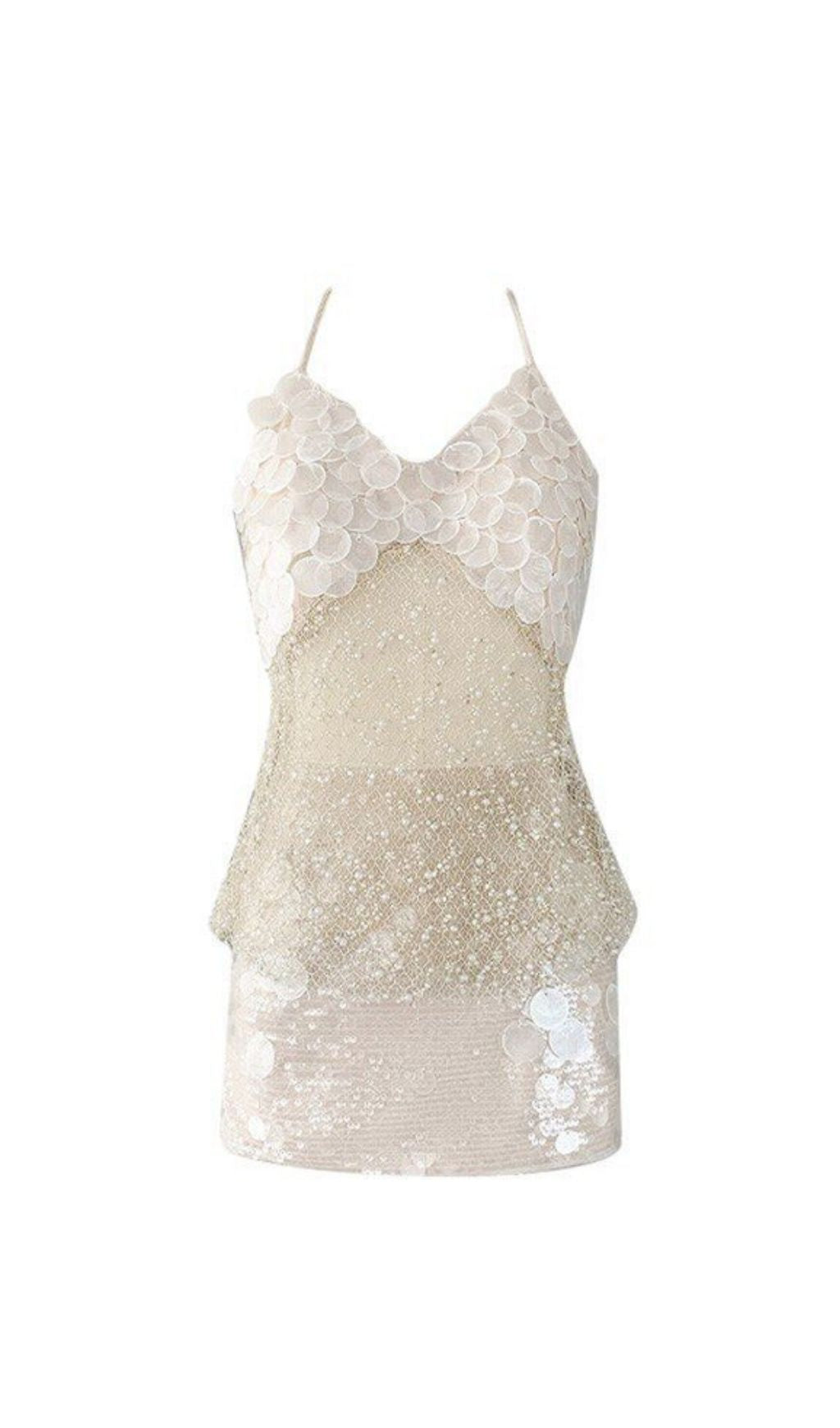 Keila Halter Sequin Beaded Mini Dress Flowering Girl