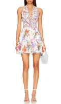 Aglaea Halter Floral Mini Dress Flowering Girl
