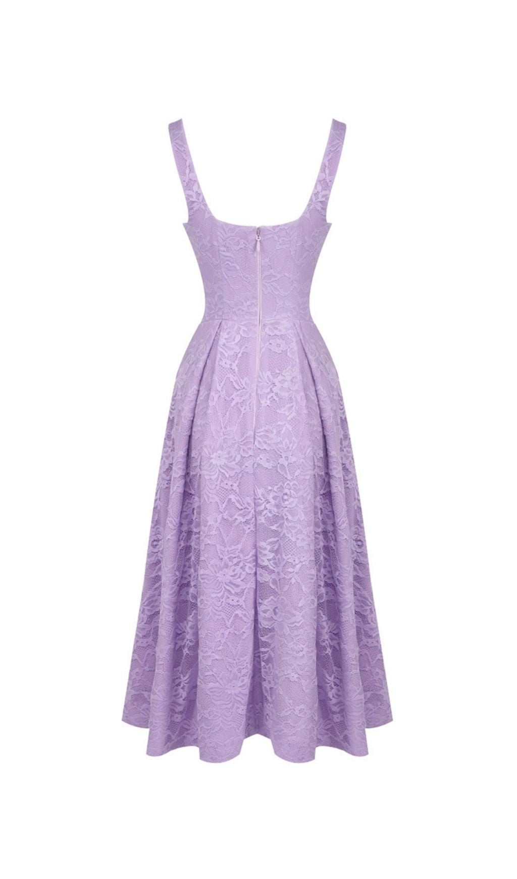 Keona Purple Lace Square Neck Midi Dress Flowering Girl