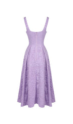 Keona Purple Lace Square Neck Midi Dress Flowering Girl
