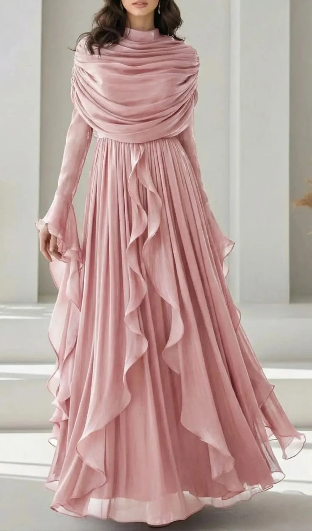 Karinna Ruffle Long Sleeve Maxi Dress Flowering Girl