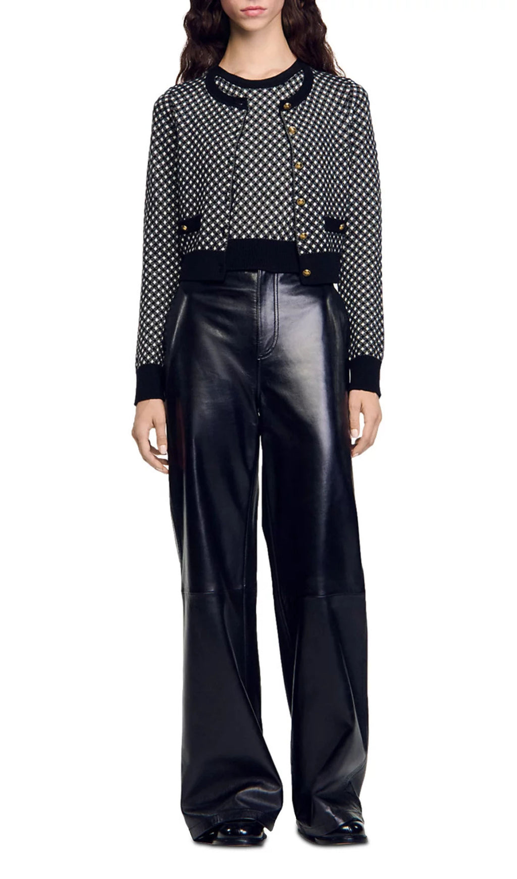 Jessy Two Tone Check Jacquard Cardigan Flowering Girl