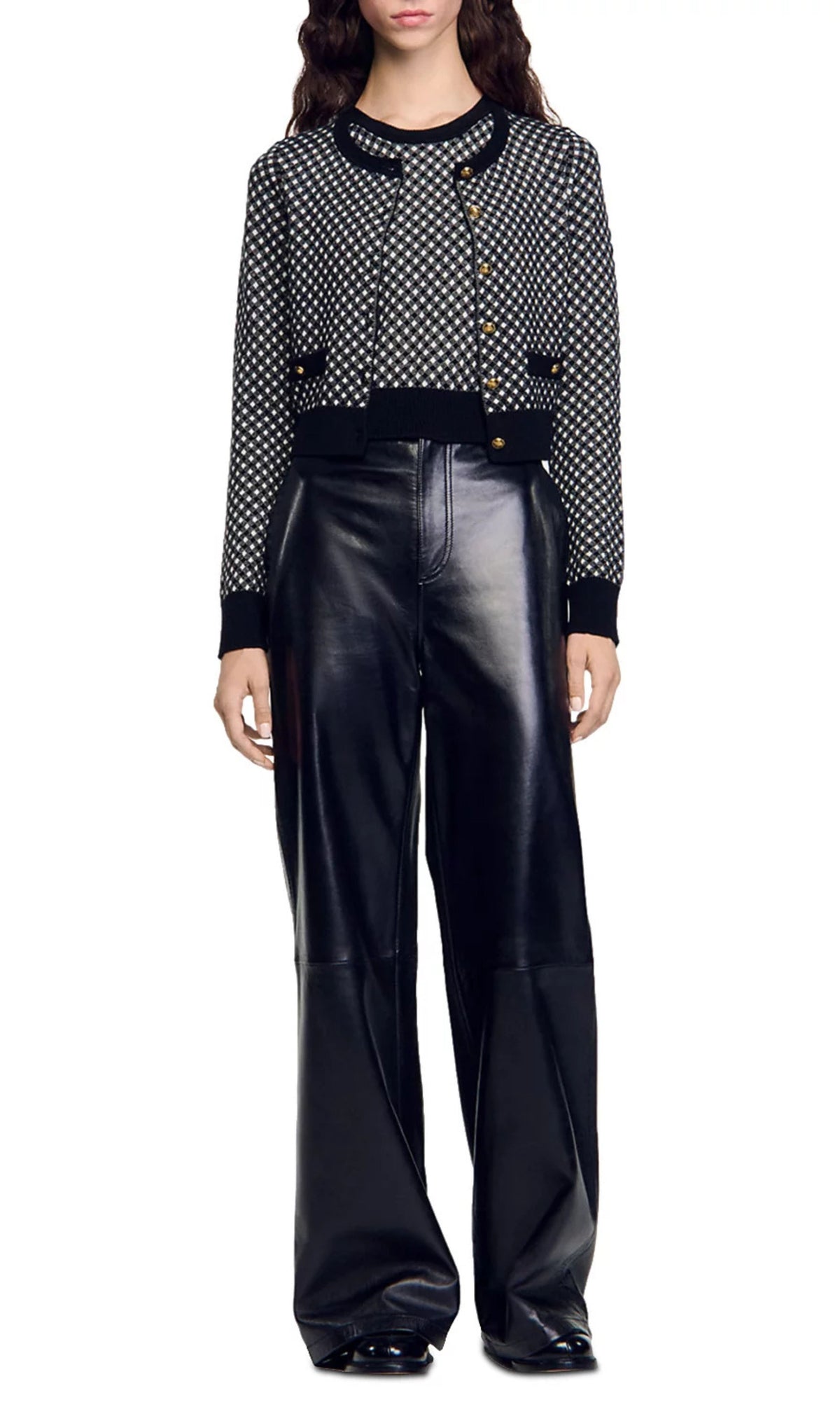 Jessy Two Tone Check Jacquard Cardigan Flowering Girl