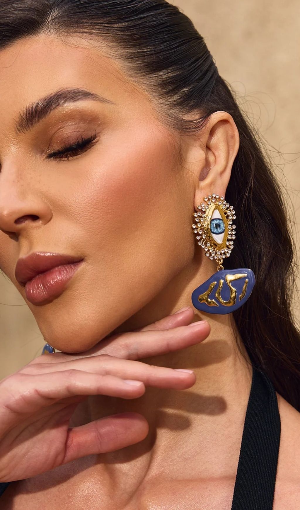 Chimene Rhinestone Eye Earrings Flowering Girl
