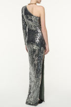 Thirza Floral Sequin One Shoulder Maxi Dress Flowering Girl