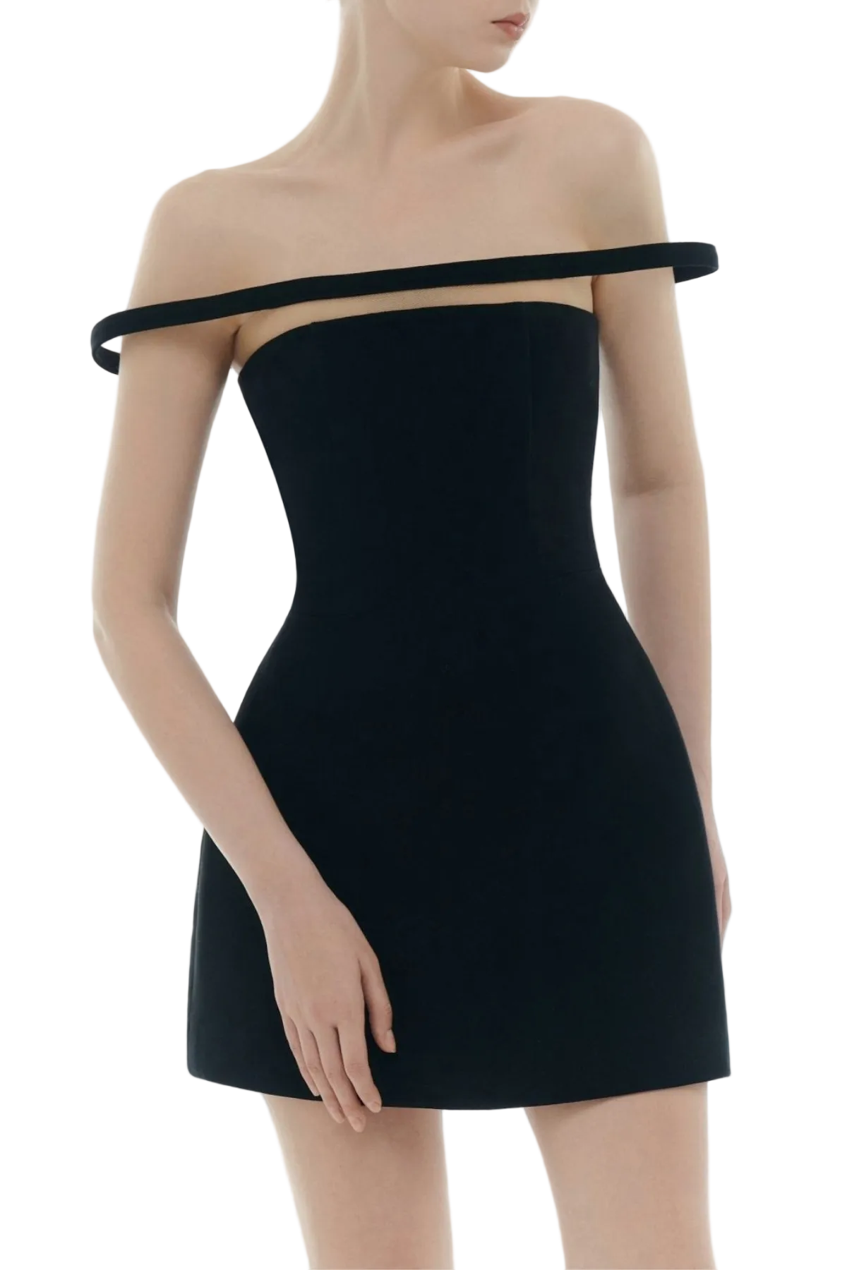 Kassiani Off Shoulder Mini Dress - Black Flowering Girl