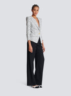 Alphabet Pattern White Jacket With Single Button Flowering Girl