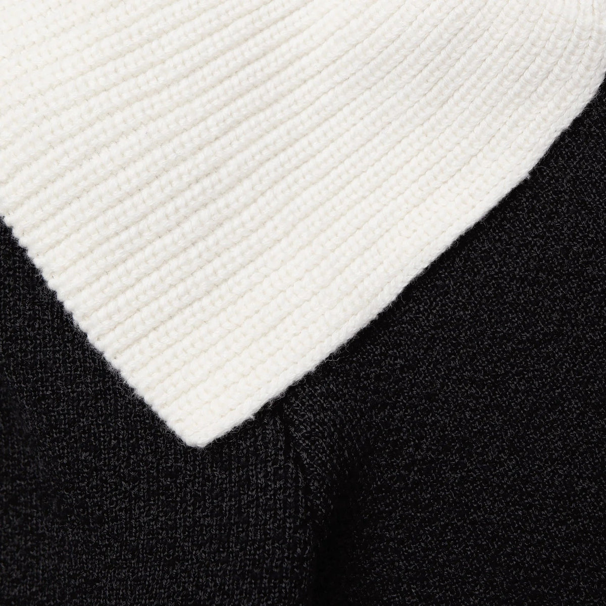BLACK KNIT CARDIGAN WITH CONTRAST COLLAR Flowering Girl