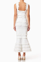 Josephine Frill Maxi Dress In White Flowering Girl