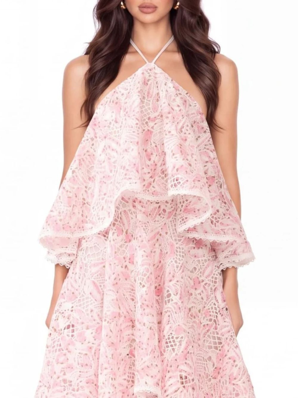 Vexlin Halterneck Tiered Maxi Dress Flowering Girl
