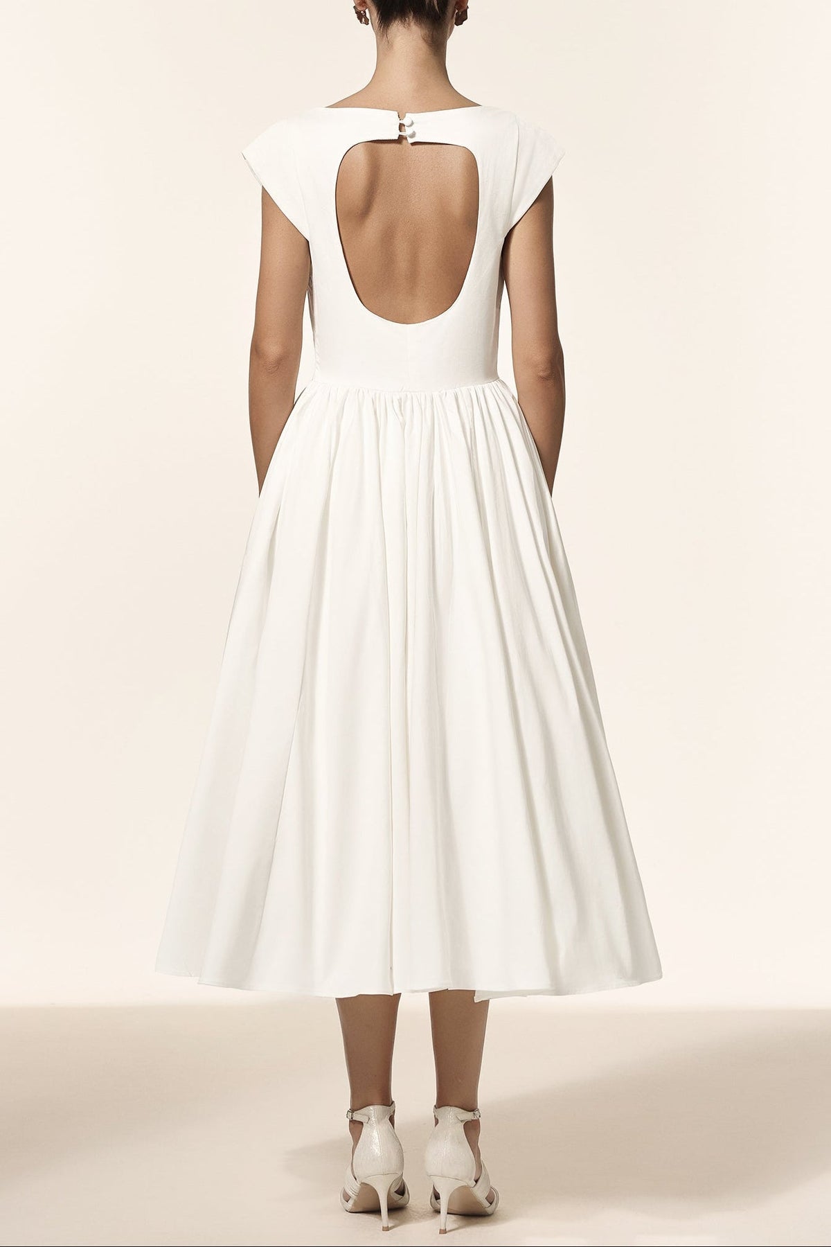Lillian White Sleeveless Folds Midi Dress Flowering Girl