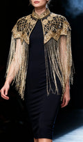 Idana Gold Beaded Fringed Shawl Flowering Girl