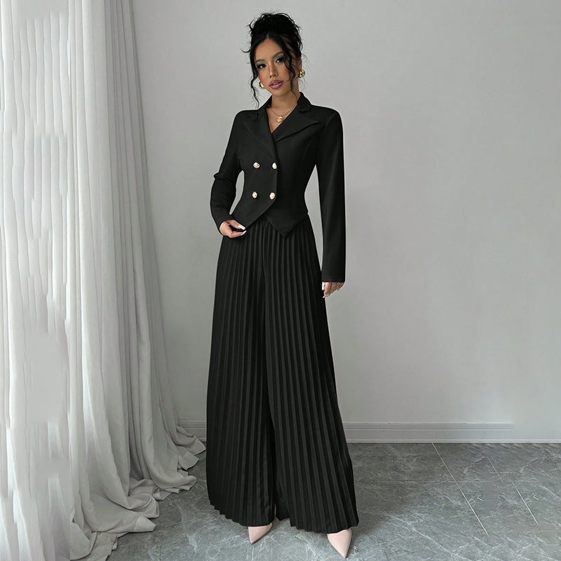 Black Long-Sleeved Suit Flowering Girl