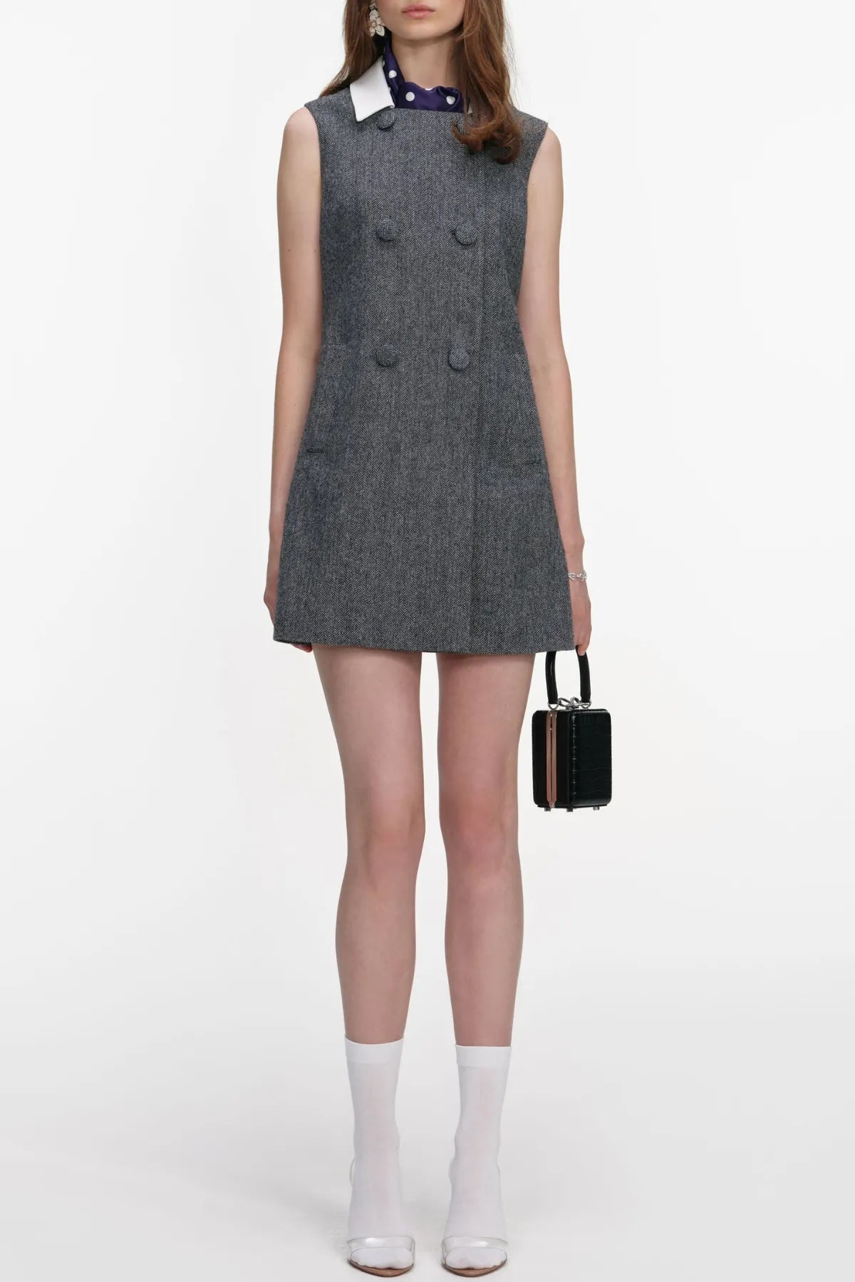Euryda Herringbone Scarf Sleeveless Mini Dress Flowering Girl