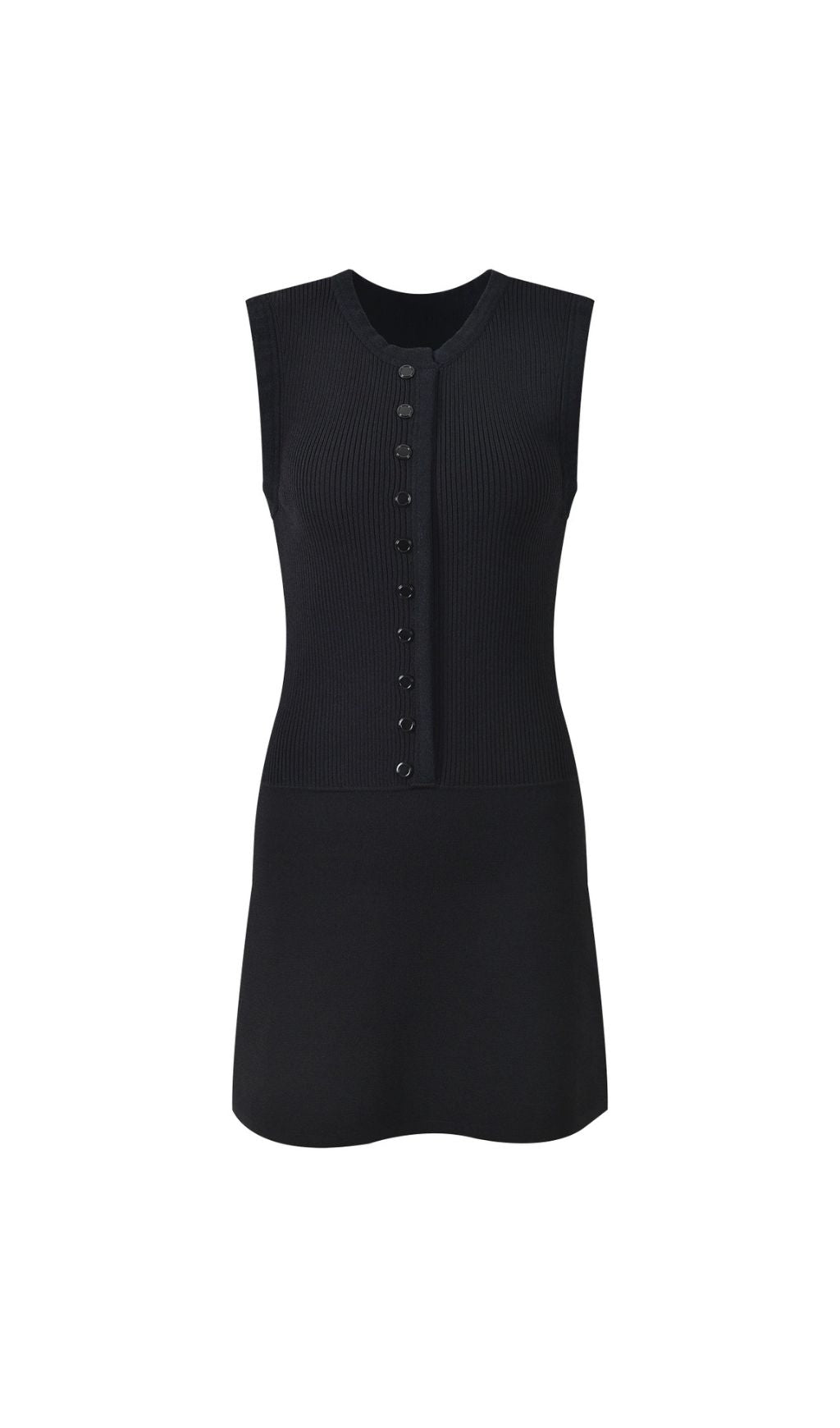 Round Neck Rib Knit Mini Dress Flowering Girl