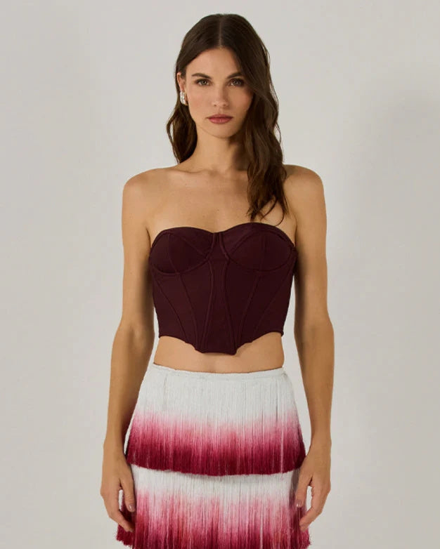 ashley Gradient Fringe Corset Two Piece Bandage Set Flowering Girl