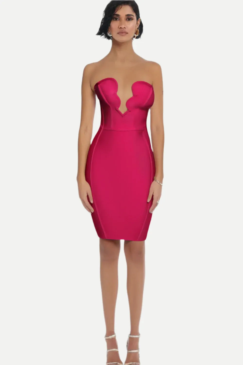 Off The Shoulder Bodycon Midi Dress In Rose Red Flowering Girl