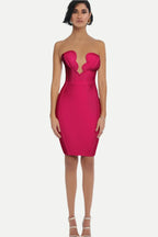 Off The Shoulder Bodycon Midi Dress In Rose Red Flowering Girl