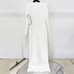 White Long Sleeve Embellished Maxi Dress Flowering Girl