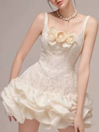 Michelina Flower Lace Mini Dress Flowering Girl